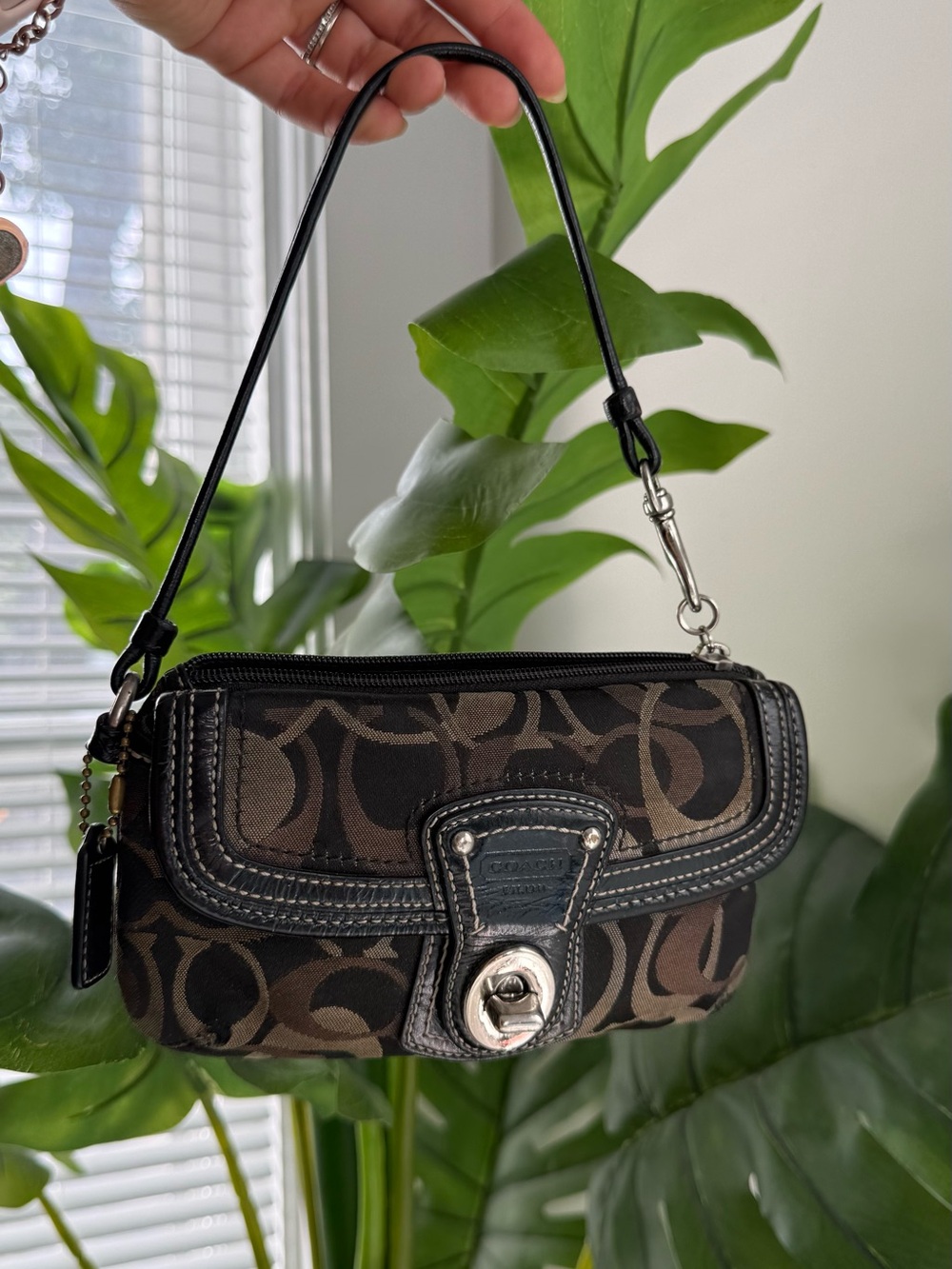 Coach Brown Signature Canvas Shoulder Bag